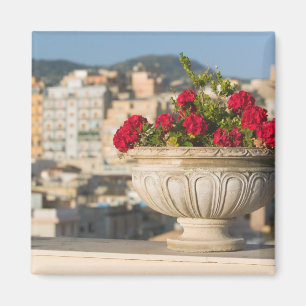 Aimant Italie, Sicile, Termini Imerese, Vue et fleurs