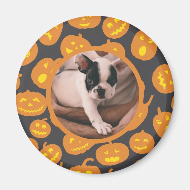 Aimant Jack-o'-lantern Motif Citrouilles avec photo pour  (Devant)