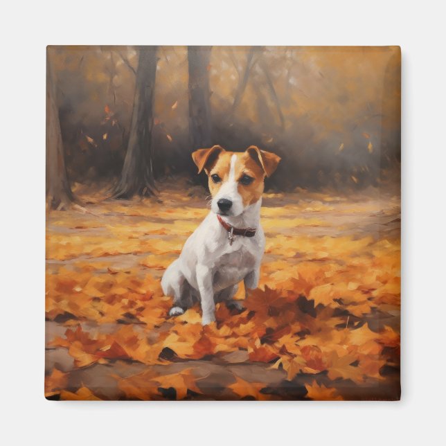 Aimant Jack Russell à l'automne Feuilles automne Inspire (Devant)