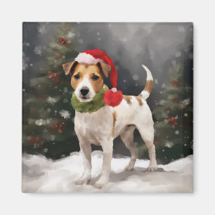 Aimant Jack Russell Chien à Noël de neige