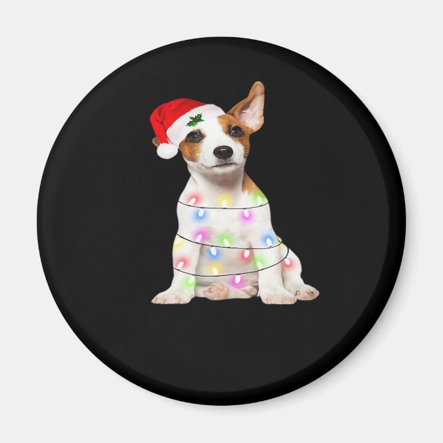 Aimant Jack Russell chien Père Noël Christmas Tree Lights (Devant)