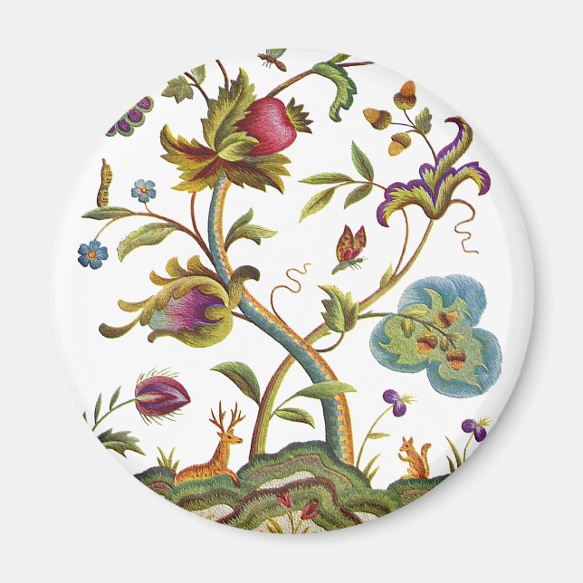 Aimant Jacobean Crewel Brodery Arbre de vie (Devant)