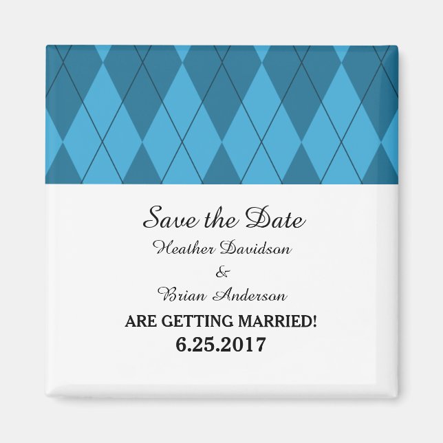 Aimant Jacquard bleu Enregistrer l'aimant de date (Devant)