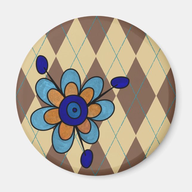 Aimant Jacquard Brown & Fleur (Devant)