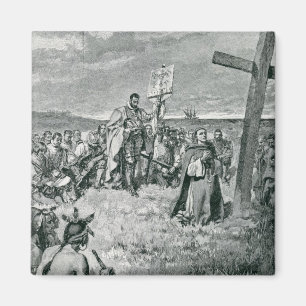 Aimant Jacques Cartier Mise en place d'une croix en Gaspe