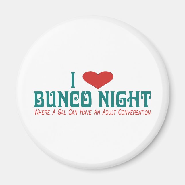 Aimant j'adore bunco night (Devant)