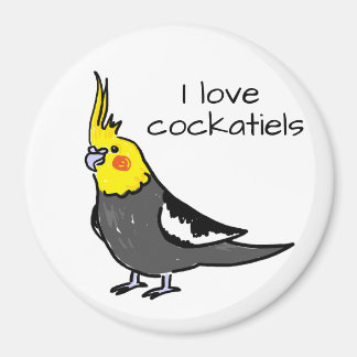 Aimant J'adore les cockatiels gris normal