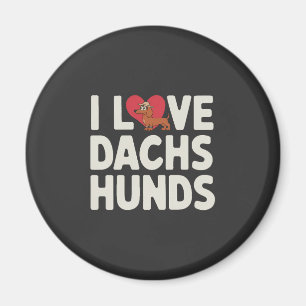 Aimant J'adore les dachshunds mignon dessin animé