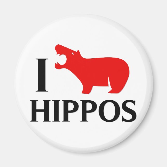 Aimant J'adore les hippopotames (Devant)