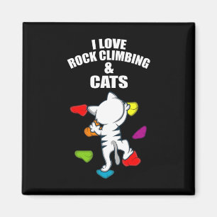 Aimant J'adore l'escalade et les chats Grimpeur et chat