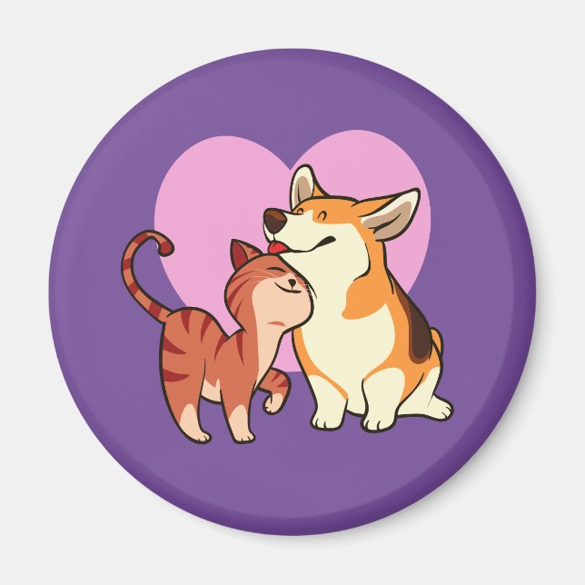 Aimant J'adore mon animal de compagnie | Chat et Amoureux (Devant)