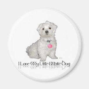 Aimant J'adore mon petit chien blanc - Maltese !