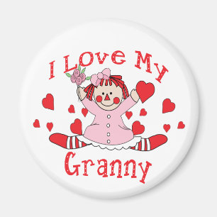 Aimant J'adore My Granny Rag Doll & Hearts