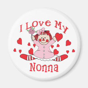 Aimant J'adore My Nonna Rag Doll & Hearts