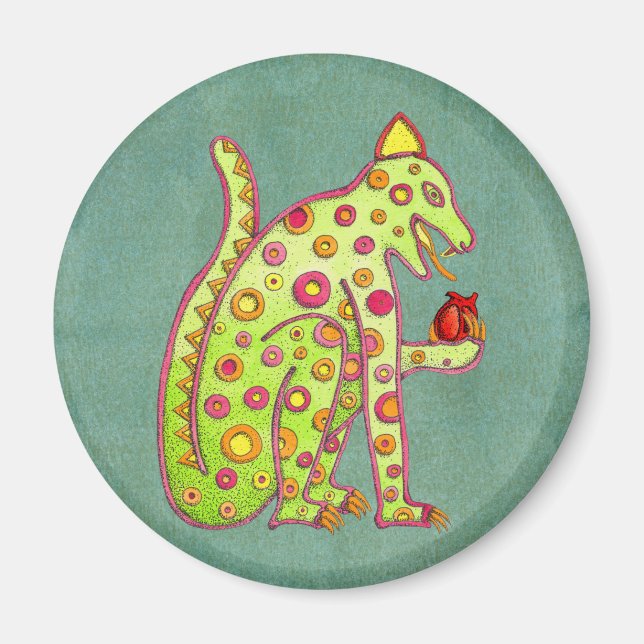 Aimant Jaguar inspiré par les Mayas aztèques (Devant)