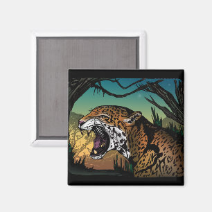Aimant Jaguar rugissant de la jungle - Art audacieux sarc