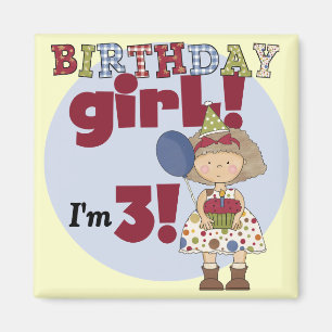 Aimant J'ai 3 Tshirts et cadeaux pour filles d'anniversai