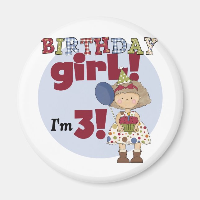 Aimant J'ai 3 Tshirts et cadeaux pour filles d'anniversai (Devant)