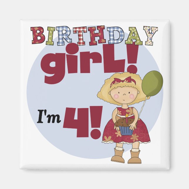 Aimant J'ai 4 T-shirts et cadeaux pour filles d'anniversa (Devant)