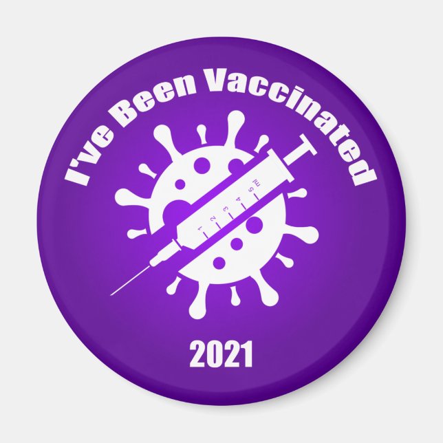 Aimant J'ai été vacciné violet (Devant)