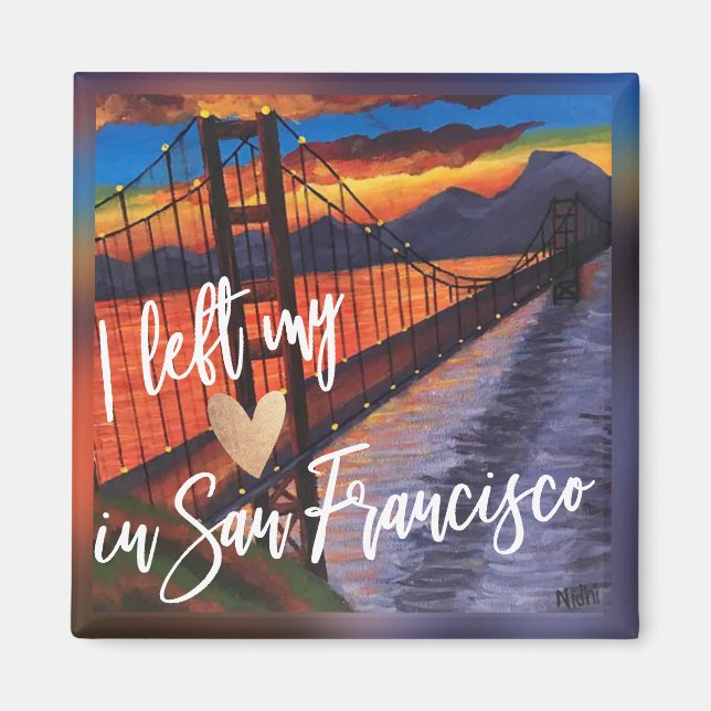 Aimant "J'Ai Laissé Mon Coeur À San Francisco" Frigo Magn (Devant)
