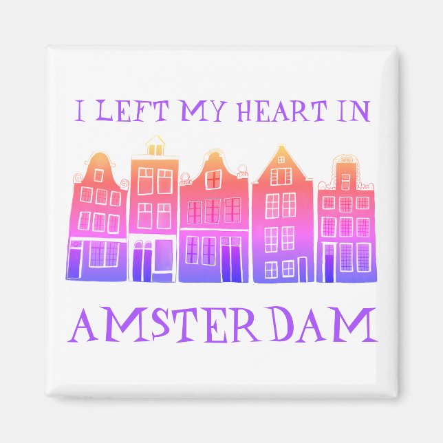 Aimant J'ai quitté mon coeur à Amsterdam Holland Canal Ma (Devant)