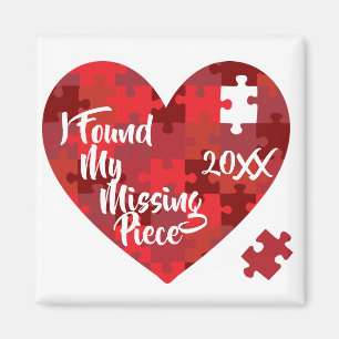 Aimant J'ai trouvé mon morceau absent - coeur de puzzle