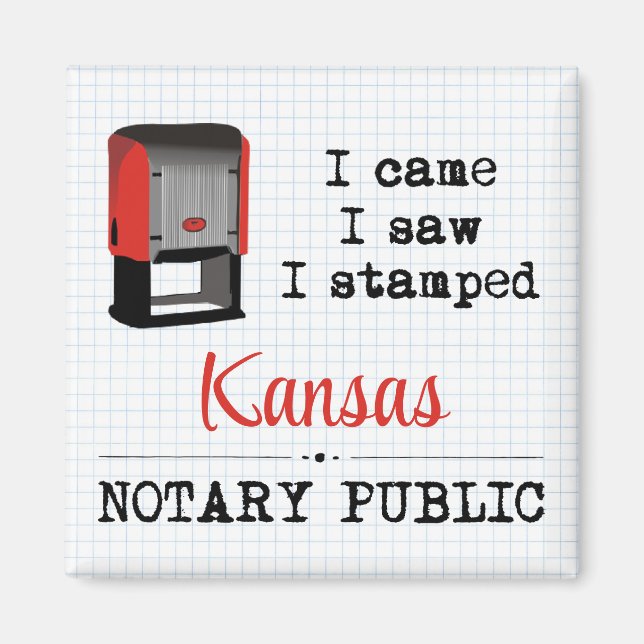 Aimant J'Ai Vu Stampé Notaire Public Kansas (Devant)