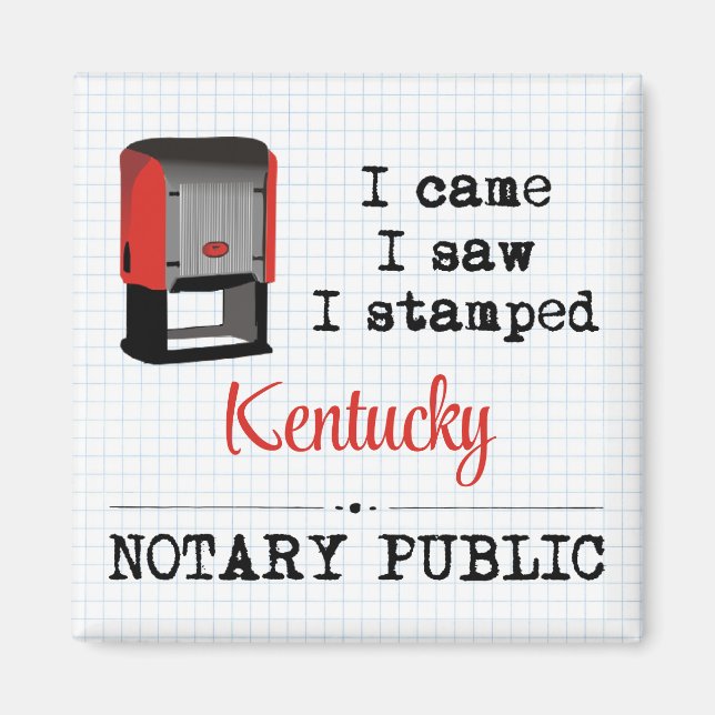 Aimant J'Ai Vu Stampé Notaire Public Kentucky (Devant)