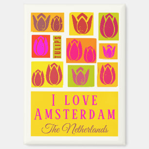 Aimant J'aime Amsterdam coloré tulip motif