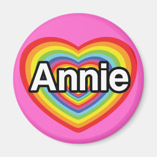 Aimant J'aime Annie, coeur arc-en-ciel