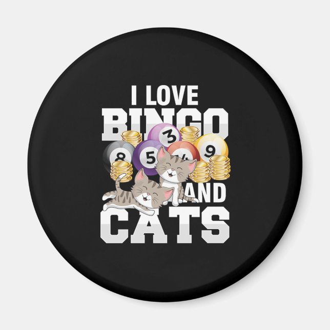 Aimant J'Aime Bingo Et Chats Chat Kitten Lucky Jeu Gamble (Devant)