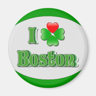 Aimant j'aime Boston - trèfle