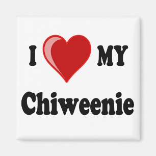 Aimant J'aime (coeur) mon chien de Chiweenie