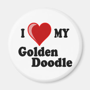 Aimant J'aime (coeur) mon chien d'or de griffonnage