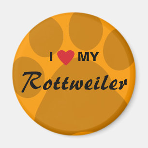 Aimant J'aime (coeur) mon rottweiler Pawprint