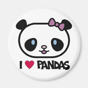 Aimant J'aime des pandas