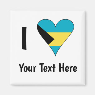 Aimant J'aime (Drapeau Bahamas Cœur) Personnalisé