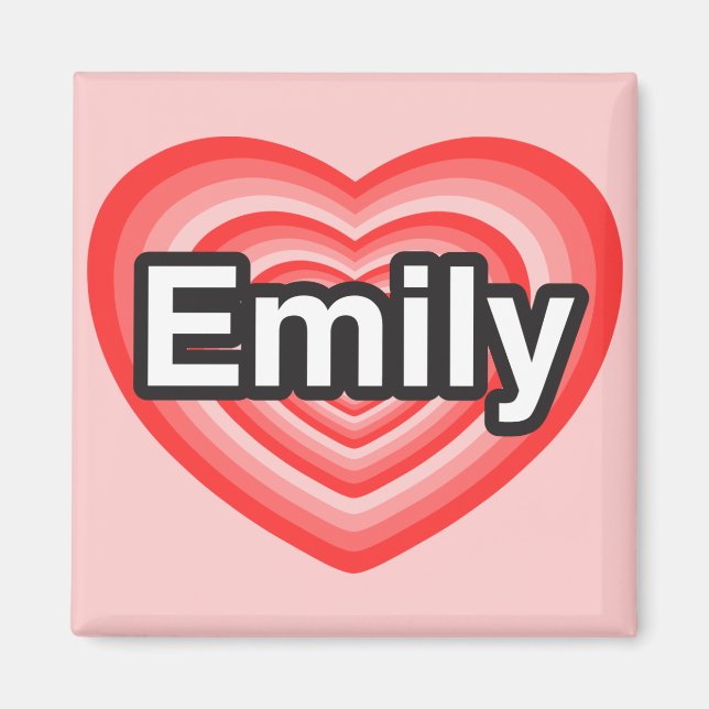 Aimant J'aime Emily. Je t'aime Emily. Cœur (Devant)
