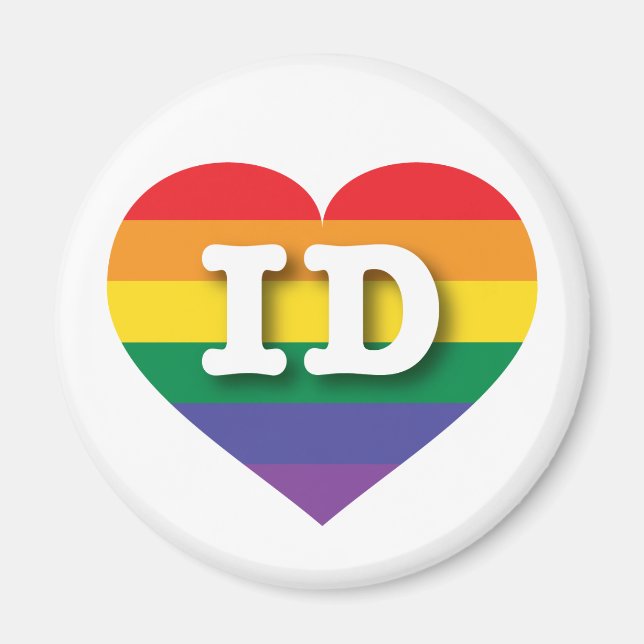 Aimant J'aime Idaho Gay pride Rainbow Heart (Devant)