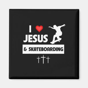 Aimant J'aime Jésus et le skateboard Astuces de skateboar