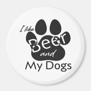 Aimant J'aime la bière et mes chiens