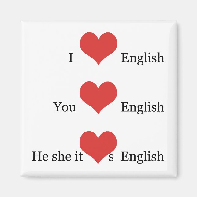 Aimant J'aime l'anglais Grammar TESOL Étudiant enseignant (Devant)