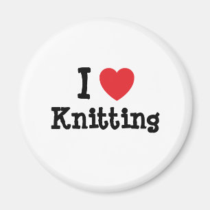 Aimant J'aime le coeur Tricot personnalisé