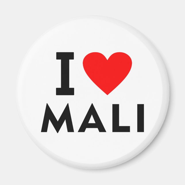 Aimant J'aime le Mali pays comme voyage de coeur tourisme (Devant)