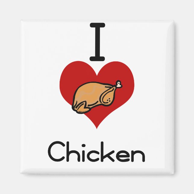 Aimant J'aime le poulet au coeur (Devant)