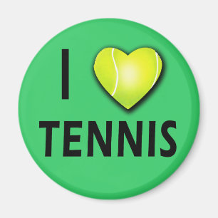 Aimant J'aime le tennis avec le coeur de balle de tennis