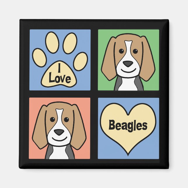Aimant J'aime les Beagles (Devant)