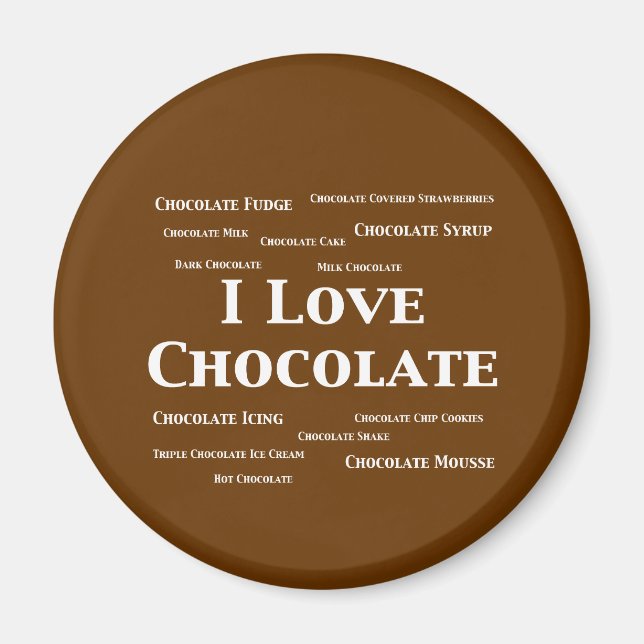Aimant J'Aime Les Cadeaux Au Chocolat (Devant)