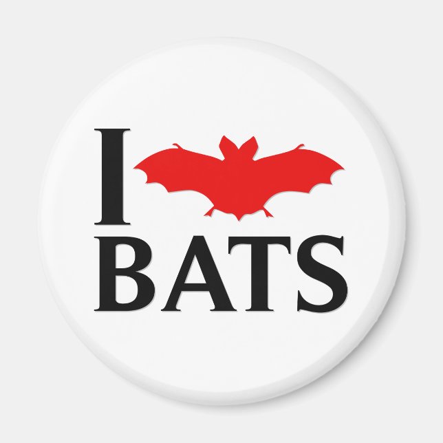 Aimant J'aime les chauves-souris (Devant)